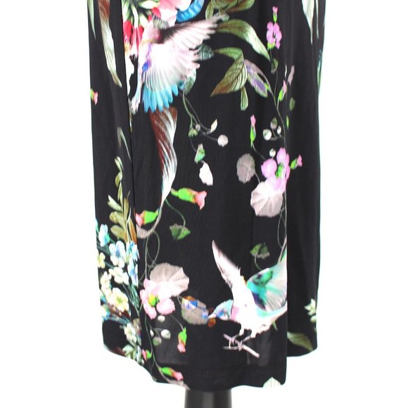 FUZZI Black Floral Sheath Dress Sleeveless Crepe Blouson Knee Length XS NEW JPG - Picture 4 of 8